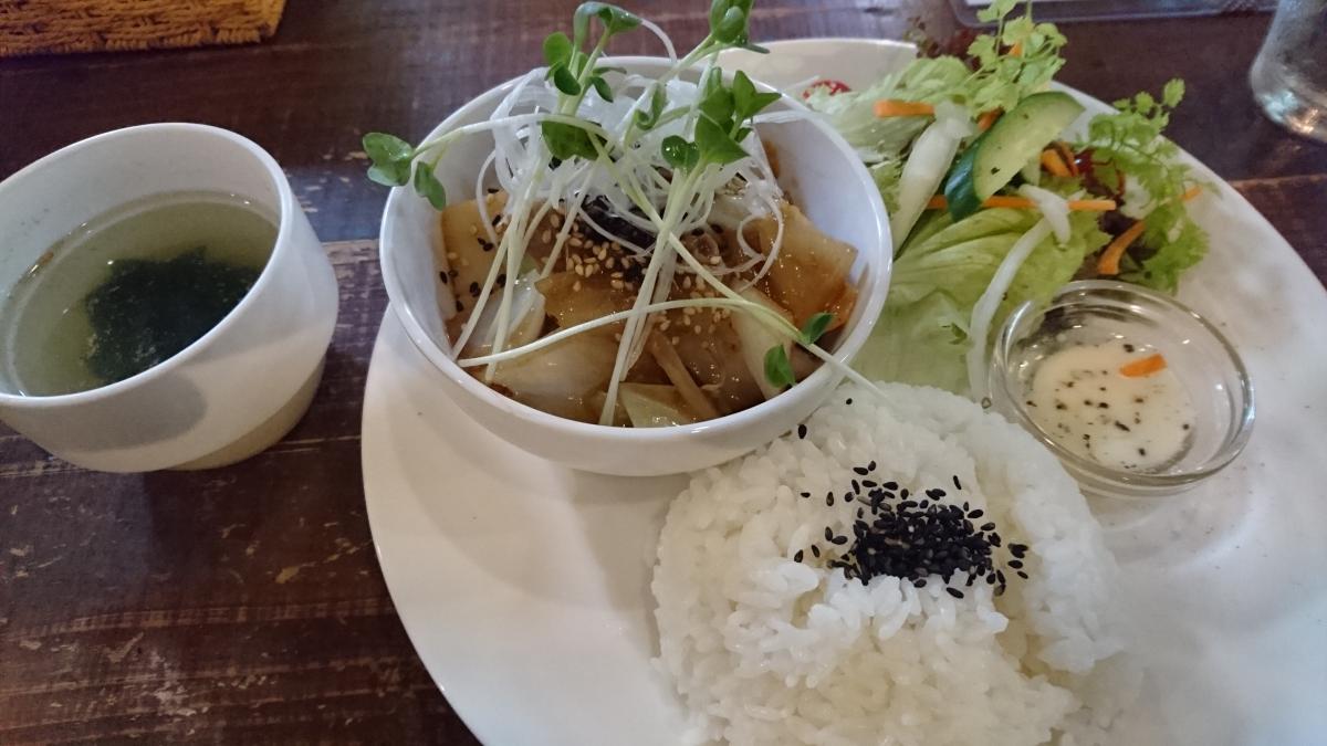  豚肉と野菜の生姜焼きのプレート 64 -1